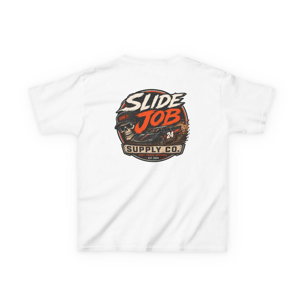 Slide Job Supply Co. Skull Logo Kids Racing T Shirt