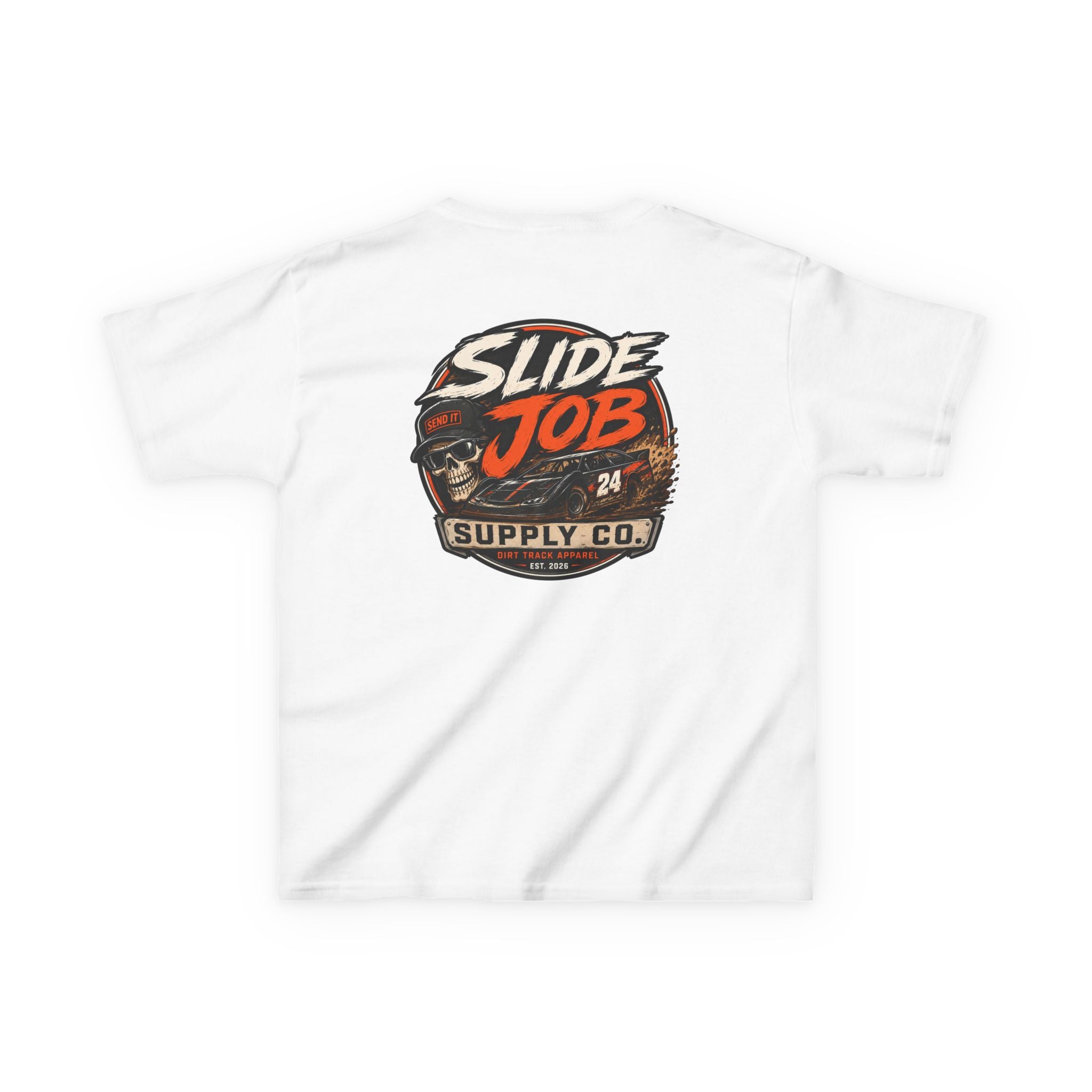 Slide Job Supply Co. Skull Logo Kids Racing T Shirt