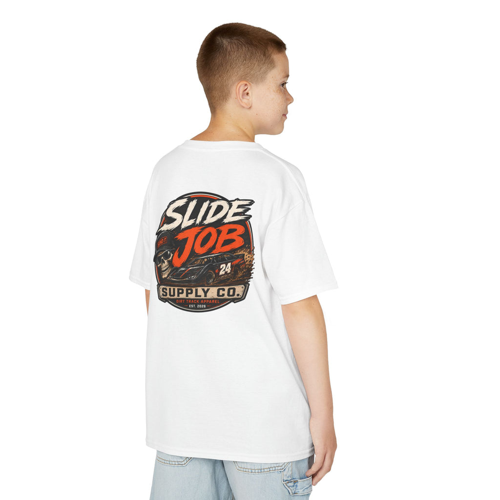 Slide Job Supply Co. Skull Logo Kids Racing T Shirt