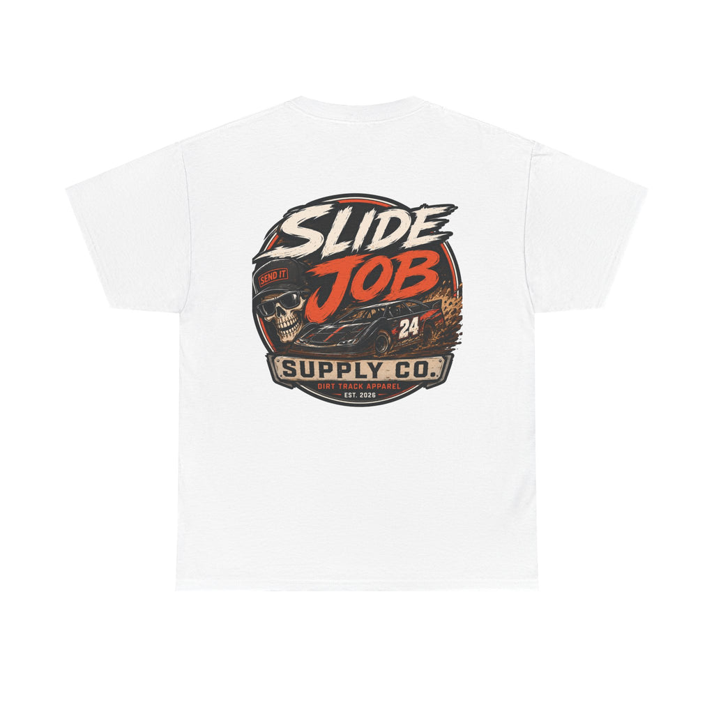 Slide Job Supply Co. Skull Tee Dirt Track Racing Shirt |  Racing Tee Shirt
