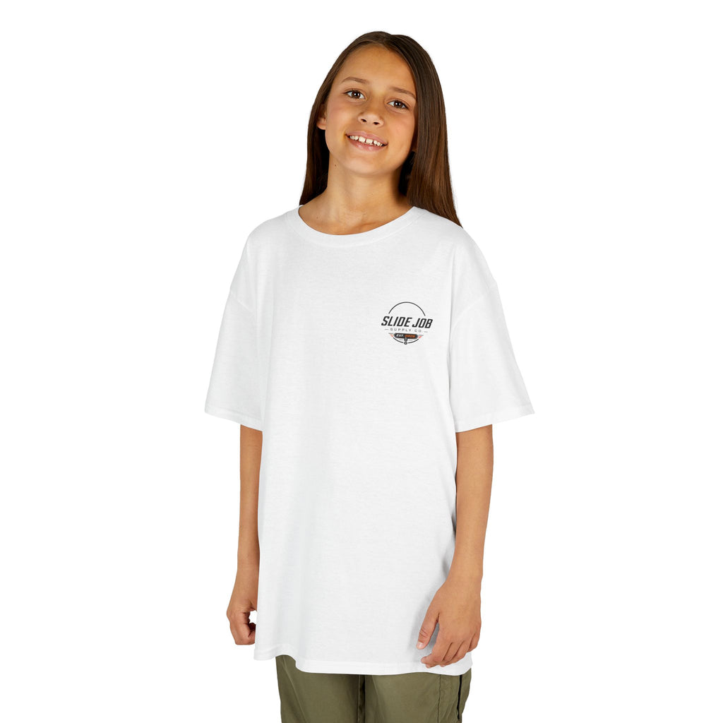 Slide Job Supply Co. Skull Logo Kids Racing T Shirt