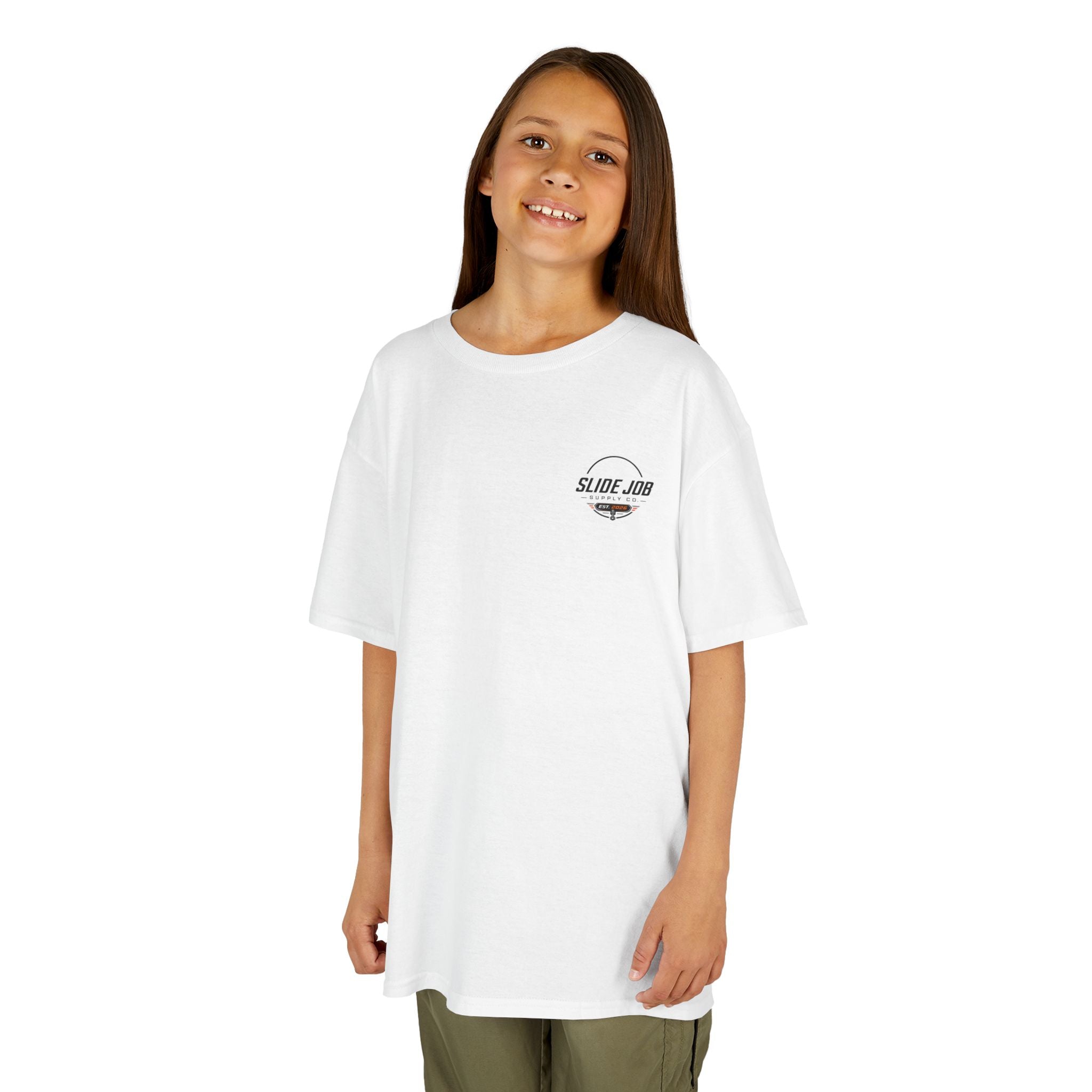 Slide Job Supply Co. Skull Logo Kids Racing T Shirt
